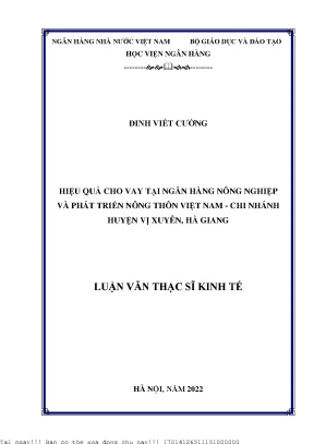 Nâng Cao Hiệu Quả Cho Vay Tại Ngân Hàng Nông Nghiệp Việt Nam