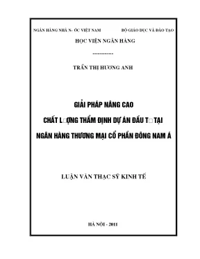 Nâng cao chất lượng thẩm định dự án đầu tư tại ngân hàng 