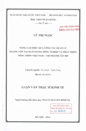 Nâng Cao Hiệu Quả Quản Lý Nguồn Vốn Tại Ngân Hàng Nông