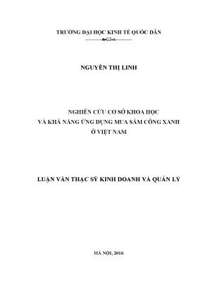 Nghiên Cứu Mua Sắm Công Xanh Tại Việt Nam: Cơ Sở Khoa