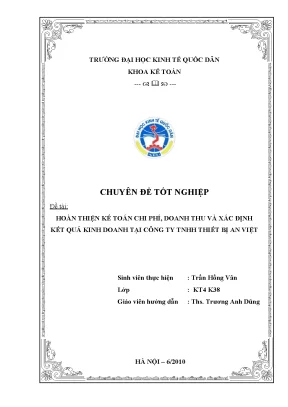 Hoàn Thiện Kế Toán Chi Phí và Doanh Thu Tại Công Ty TNHH