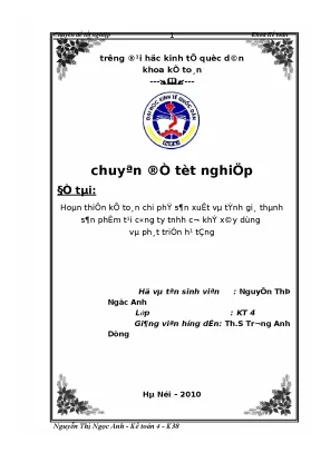 Hoàn thiện kế toán chi phí sản xuất và tính giá thành