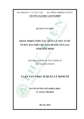 Cải Thiện Quản Lý Nhà Nước Về Đất Đai Tại Huyện Tân Lạc,