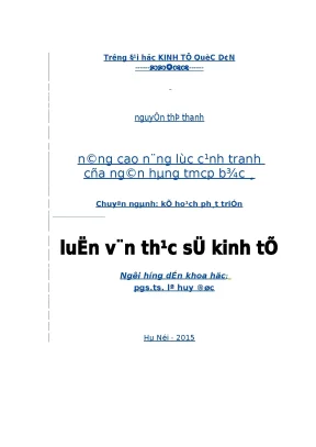 Nâng cao năng lực cạnh tranh của Ngân hàng TMCP Bắc Á