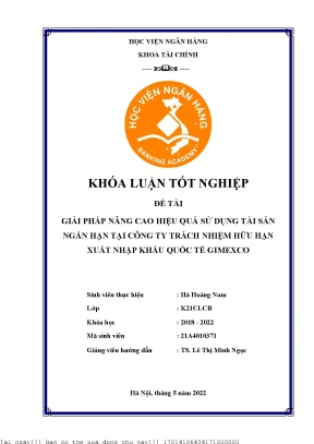 Giải Pháp Tối Ưu Hiệu Quả Sử Dụng Tài Sản Ngắn Hạn Tại