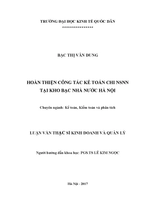 Hoàn thiện công tác kế toán chi ngân sách nhà nước tại 