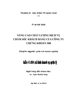 Nâng Cao Chất Lượng Dịch Vụ Chăm Sóc Khách Hàng Tại Công