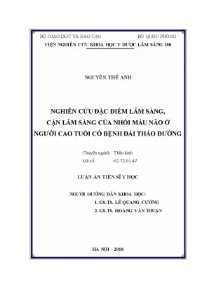 Nghiên Cứu Đặc Điểm Lâm Sàng Nhồi Máu Não Ở Người Cao 