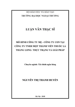 Mô Hình Công Ty Mẹ - Công Ty Con Tại Công Ty TNHH Một
