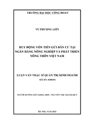 Huy Động Vốn Tiền Gửi Dân Cư Tại Agribank Chi Nhánh Tràng An