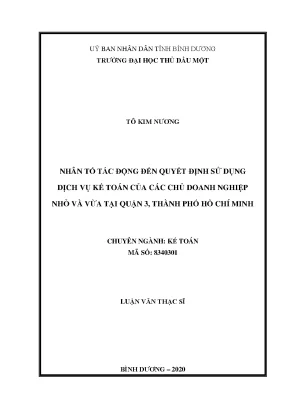 Nhân Tố Ảnh Hưởng Đến Quyết Định Sử Dụng Dịch Vụ Kế Toán