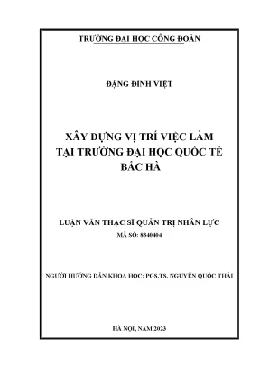 Xây Dựng Vị Trí Việc Làm Tại Trường Đại Học Quốc Tế Bắc Hà