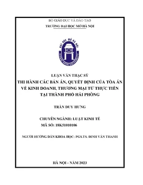 Nghiên Cứu Thi Hành Bản Án Kinh Doanh Tại Hải Phòng