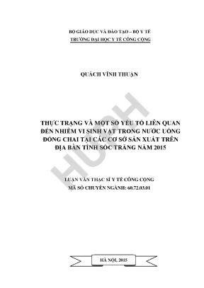 Nghiên Cứu Nhiễm Vi Sinh Vật Trong Nước Uống Đóng Chai