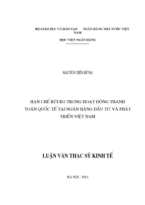 Hạn Chế Rủi Ro Trong Hoạt Động Thanh Toán Quốc Tế Tại