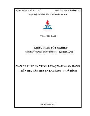 Nghiên Cứu Pháp Lý Về Xử Lý Nợ Xấu Ngân Hàng Tại Huyện 