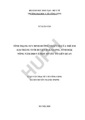 Nghiên Cứu Tình Trạng Suy Dinh Dưỡng Thấp Còi Ở Trẻ Em