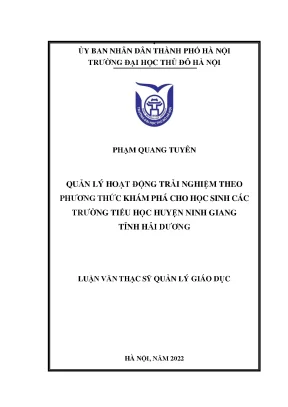 Quản Lý Hoạt Động Trải Nghiệm Khám Phá Cho Học Sinh Tiểu 