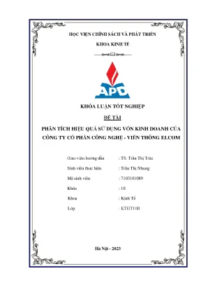 Phân Tích Hiệu Quả Sử Dụng Vốn Kinh Doanh Tại Công Ty Cổ