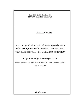 Rèn Luyện Kỹ Năng Giải Toán và Sáng Tạo Bài Toán Mới cho