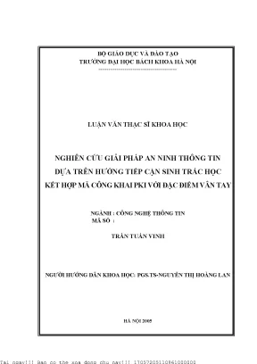 Giải Pháp An Ninh Thông Tin Dựa Trên Sinh Trắc Học và PKI
