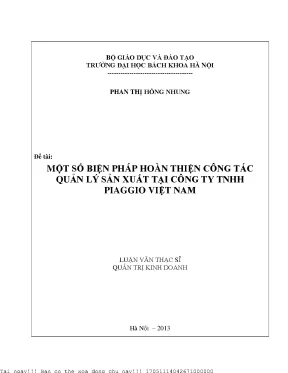 Biện Pháp Nâng Cao Quản Lý Sản Xuất Tại Công Ty TNHH