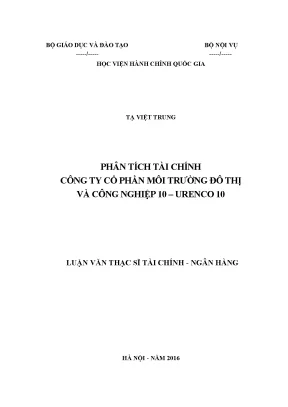 Phân Tích Tài Chính Công Ty Cổ Phần Môi Trường Đô Thị Và