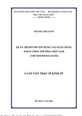 Quản Trị Rủi Ro Tín Dụng Tại VietinBank Chi Nhánh Hà