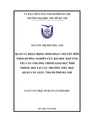 Quản Lý Hoạt Động Sinh Hoạt Chuyên Môn Tại Trường Tiểu 