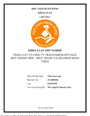 Giải Pháp Hoàn Thiện Pháp Luật Về Công Ty Trách Nhiệm