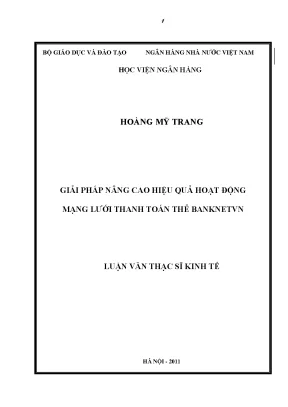 Giải Pháp Nâng Cao Hiệu Quả Hoạt Động Mạng Lưới Thanh