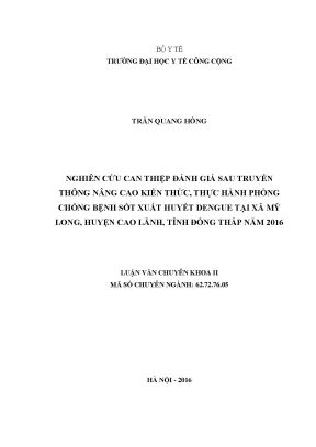 Nâng Cao Kiến Thức Phòng Chống Sốt Xuất Huyết Dengue Tại