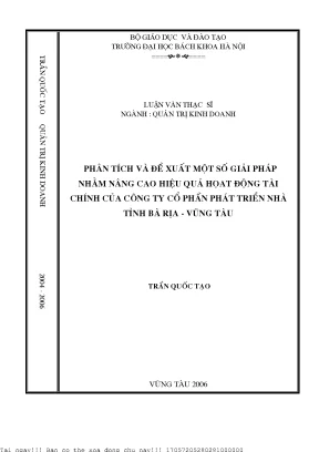 Phân Tích Tình Hình Tài Chính Doanh Nghiệp Tại Công Ty