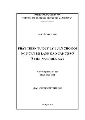 Phát Triển Tư Duy Lý Luận Cho Cán Bộ Lãnh Đạo Cấp Cơ Sở