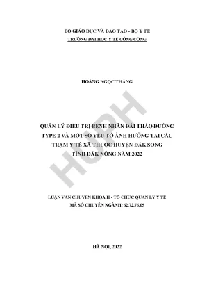 Quản Lý Điều Trị Bệnh Nhân Đái Tháo Đường Type 2 Tại Đắk 