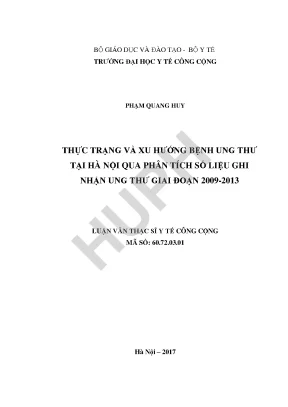 Xu Hướng Bệnh Ung Thư Tại Hà Nội Giai Đoạn 2009-2013