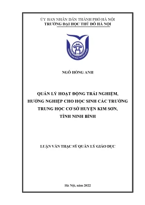 Quản Lý Hoạt Động Trải Nghiệm và Hướng Nghiệp cho Học 