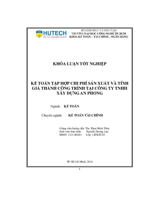 Khóa Luận Tốt Nghiệp Kế Toán: Tập Hợp Chi Phí Sản Xuất