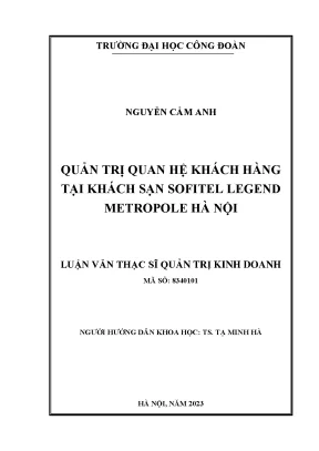 Quản Trị Quan Hệ Khách Hàng Tại Khách Sạn Sofitel Legend