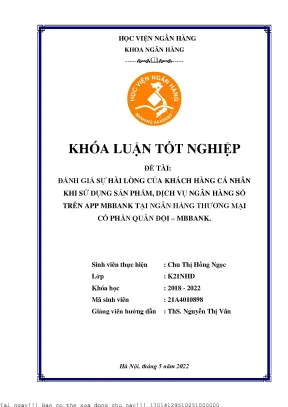 Đánh Giá Sự Hài Lòng Của Khách Hàng Về Dịch Vụ Ngân Hàng