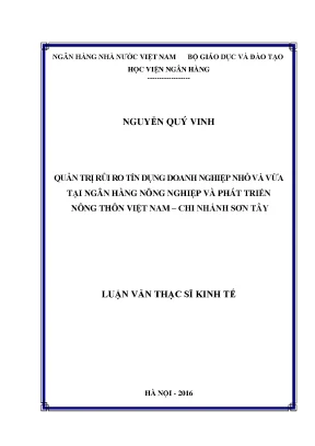 Quản Trị Rủi Ro Tín Dụng Doanh Nghiệp Nhỏ và Vừa Tại