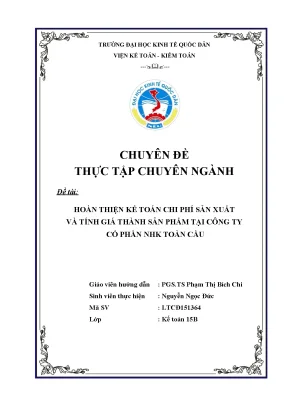 Hoàn Thiện Kế Toán Chi Phí Sản Xuất Tại Công Ty Cổ Phần