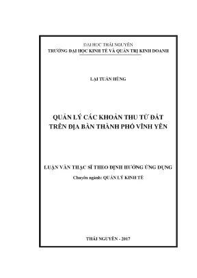 Quản Lý Các Khoản Thu Từ Đất Tại Thành Phố Vĩnh Yên: