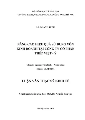 Nâng Cao Hiệu Quả Sử Dụng Vốn Kinh Doanh Tại Công Ty Cổ