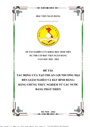 Tác Động Của Tạo Thuận Lợi Thương Mại Đến Giảm Nghèo Và