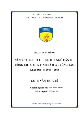 Nâng Cao Chất Lượng Đội Ngũ Cán Bộ, Công Chức Tỉnh Bà