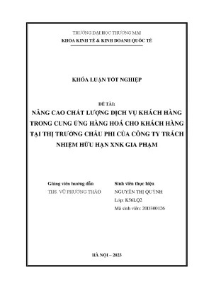 Nâng Cao Chất Lượng Dịch Vụ Khách Hàng Tại Thị Trường