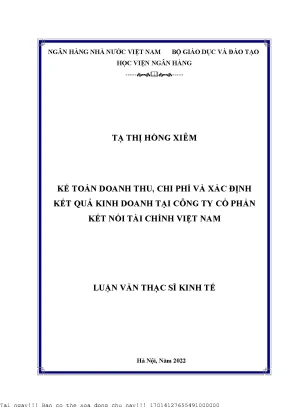 Kế Toán Doanh Thu, Chi Phí và Kết Quả Kinh Doanh tại