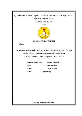 Hệ Thống Kiểm Soát Nội Bộ Trong Nghiệp Vụ Huy Động Vốn