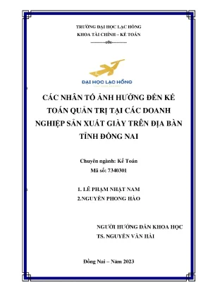 Những Nhân Tố Ảnh Hưởng Đến Kế Toán Quản Trị Tại Doanh